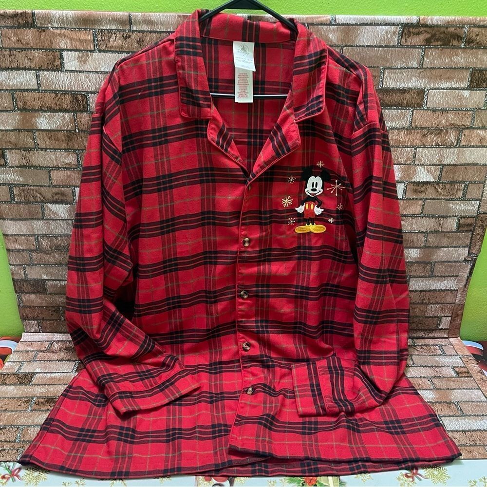 Disney Women’s Buffalo plaid Mickey Mouse pajama Top